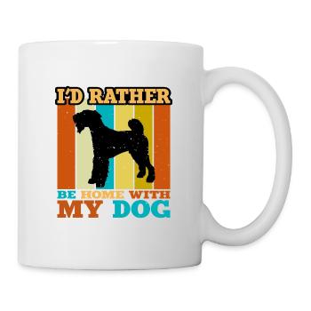 Airedale Terrier Hundeliebhaber Silhouette Retro Sonnenuntergang - Tasse - Weiß - Rechts