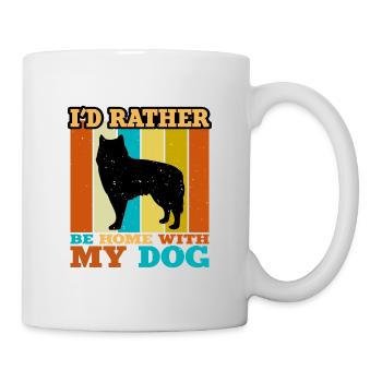 Alaskan Malamute Hundeliebhaber Silhouette Retro Sonnenuntergang - Tasse - Weiß - Rechts