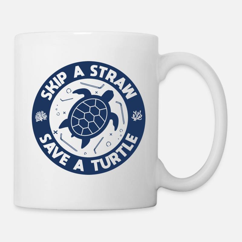 Skip a straw save a turtle - Mug blanc - blanc