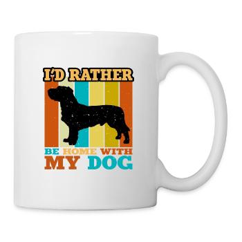 Basset Fauve De Bretagne Dog Silhouette Retro Sun - Mug blanc - blanc - Droite