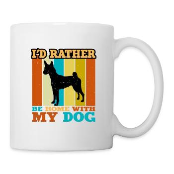 Basenji Hundeliebhaber Silhouette Vintage Sonnenuntergang - Tasse - Weiß - Rechts