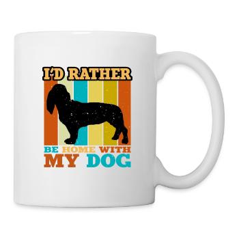 Basset Artesien Normand Dog Silhouette Retro Sun - Mug - white - Right