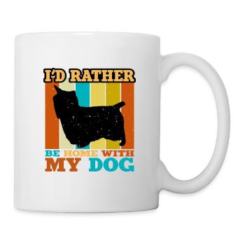 Australian Silky Terrier Dog Silhouette Retro Sun - Mug - white - Right