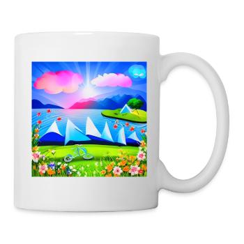 Enfance à vélo dans les montagnes ensoleillées du printemps - Mug blanc - blanc - Droite