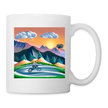 bicycle in sunny mountains - Mug - white - Right