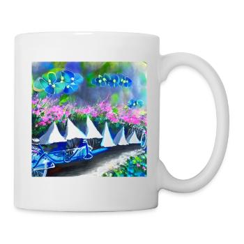 bicycle in spring mountains - Mug - white - Right