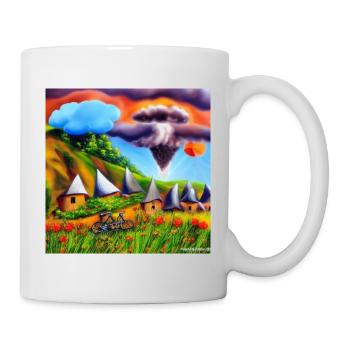 childhood with bicycle in summer mountain - Mug - white - Right