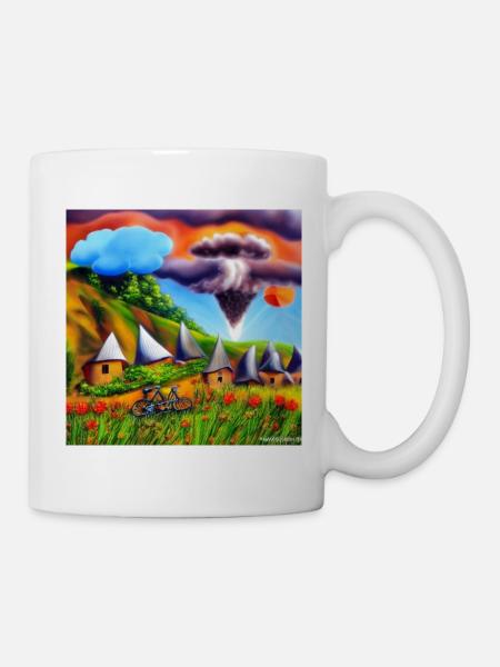 Enfance à vélo en montagne d’été - Mug blanc - blanc