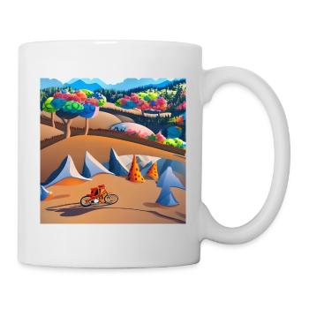 bike in sunny mountains - Mug - white - Right
