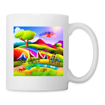 Enfance à vélo en été Sunny Mountains - Mug blanc - blanc - Droite