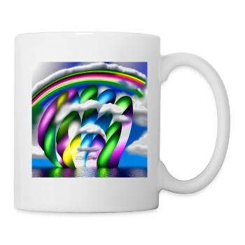 Arc-en-ciel dans les nuages - Mug blanc - blanc - Droite