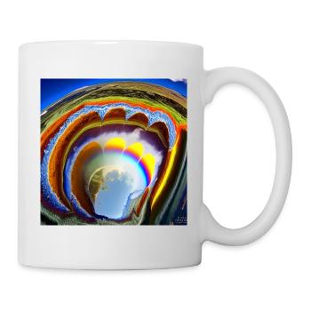 Regenbogen mit Sonne von oben - Tasse - Weiß - Rechts