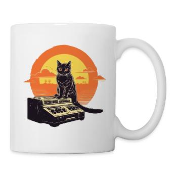 Cat Synthesizer Katze Retro Vintage Studio Gear - Tasse - Weiß - Rechts