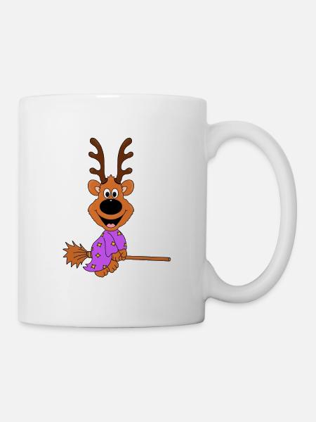 REH - HEXE - HEXENBESEN - FLIEGEN - TIER - Tasse - Weiß