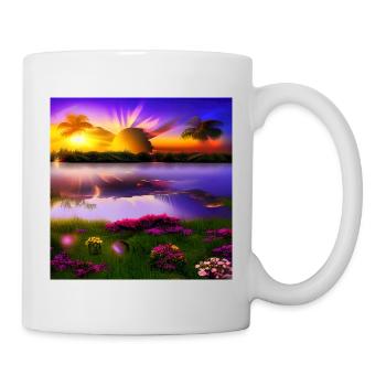 Soleil couchant sur l’eau - Mug blanc - blanc - Droite