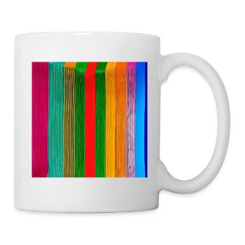 vertikale dicke Streifen in verrückten Farben - Tasse - Weiß - Rechts
