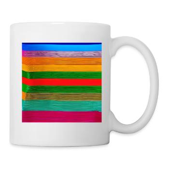 horizontale dicke Streifen in verrückten Farben - Tasse - Weiß - Rechts