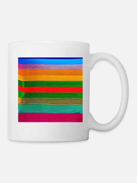 horizontal thick strips of crazy colours - Mug - white