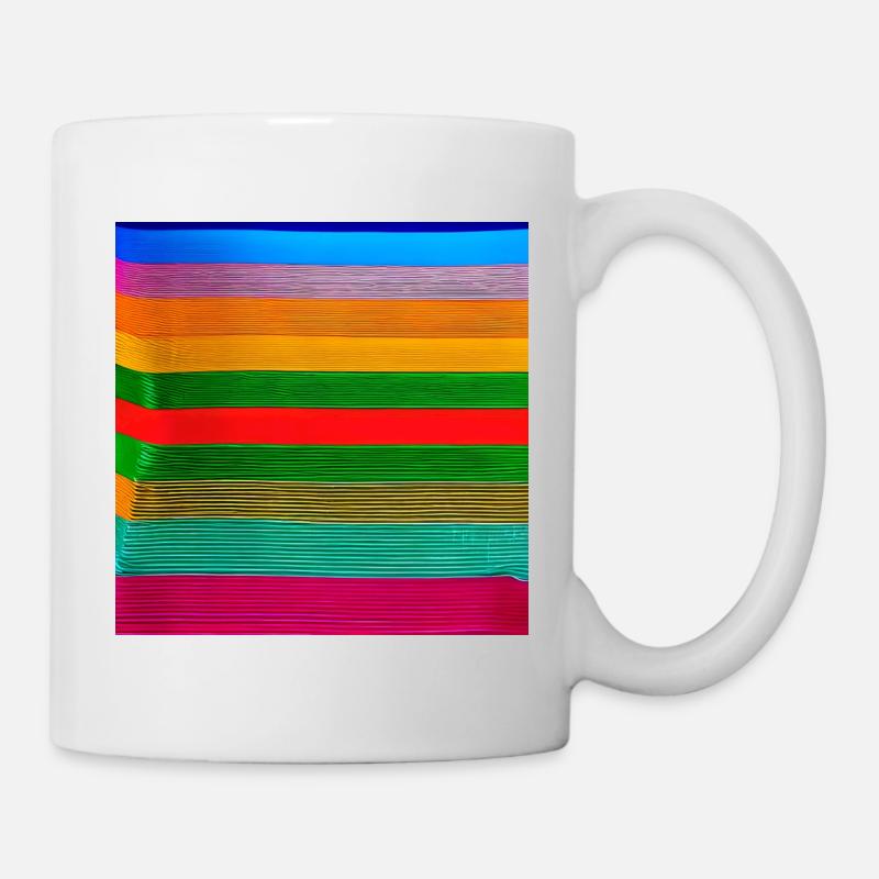 horizontal thick strips of crazy colours - Mug - white