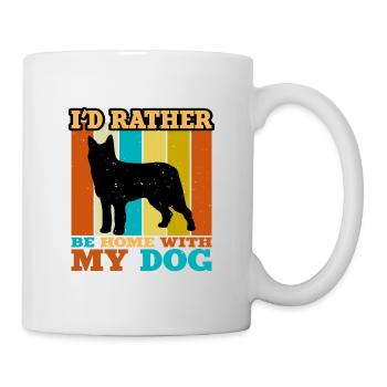 Bouvier Des Ardennes Chien Silhouette Rétro Coucher de Soleil - Mug blanc - blanc - Droite