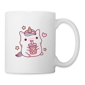 La licorne potelée mignonne aime le thé Boba - Mug blanc - blanc - Droite