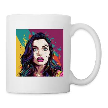 Pop Art Surprised Face - Mug - white - Right