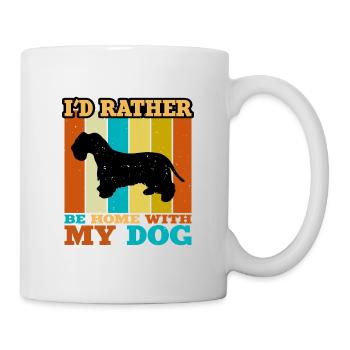 Cesky Terrier Hundeliebhaber Silhouette Vintage Sonnenuntergang - Tasse - Weiß - Rechts