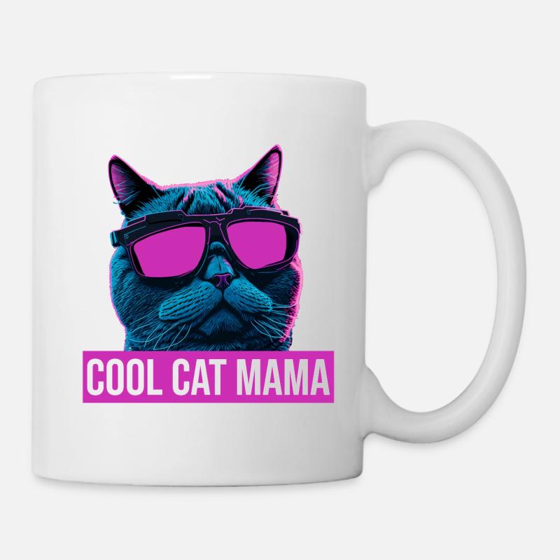 Cool Cat Mama Design de style futuriste - Mug blanc - blanc