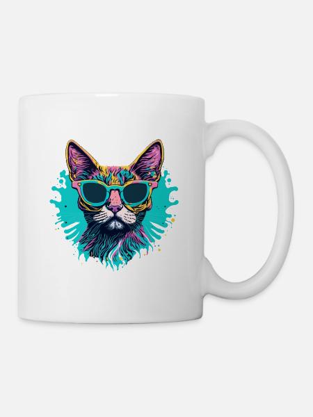 Design coloré de chat Splash Art - Mug blanc - blanc