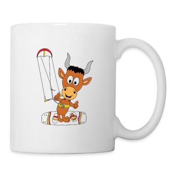 STIER - BULLE - KITE - KITESURFEN - KITESURFER - Tasse - Weiß - Rechts