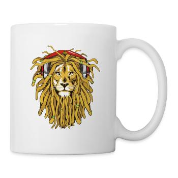 Rasta Lion avec écouteurs - Mug blanc - blanc - Droite