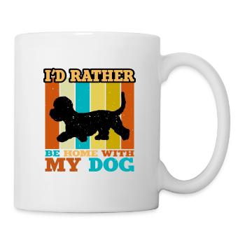 Dandie Dinmont Terrier Dog Silhouette Retro Sunset - Mug - white - Right
