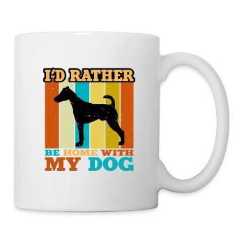 Foxterrier Glatte Hundesilhouette Retro Sonnenuntergang - Tasse - Weiß - Rechts