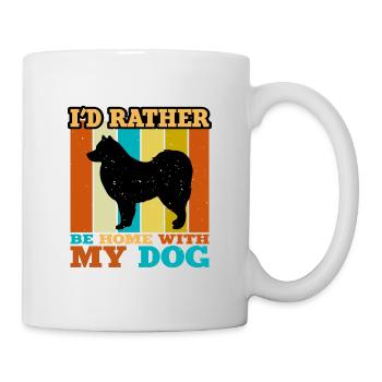 Finnischer Lapphund Hundeliebhaber Silhouette Retro Sonnenuntergang - Tasse - Weiß - Rechts