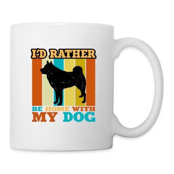 Finnischer Spitz Hundeliebhaber Silhouette Vintage Sonnenuntergang - Tasse - Weiß - Rechts