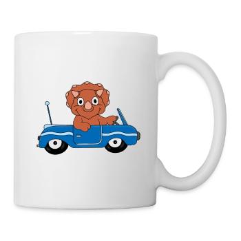 DINO - DINOSAURIER - AUTO - TIER - TIERISCH - Tasse - Weiß - Rechts