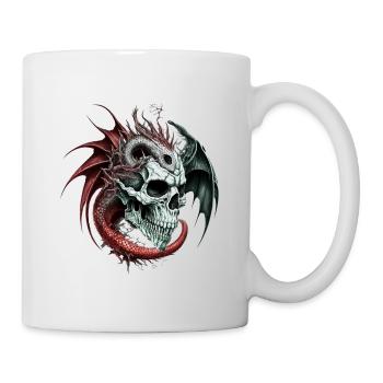 Totenkopf Drache - Tasse - Weiß - Rechts