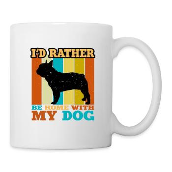 Amoureux du Bouledogue Français Silhouette Vintage Coucher de Soleil - Mug blanc - blanc - Droite