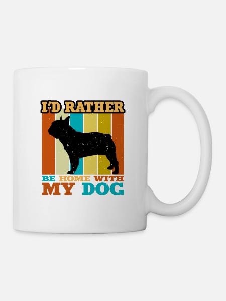Französische Bulldogge Hund Liebhaber Silhouette Vintage Sonnenuntergang - Tasse - Weiß