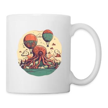 Motif surréaliste, île de poulpe avec ballons - Mug blanc - blanc - Droite