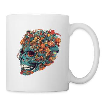 Surrealistic, psychedelic skull - Mug - white - Right