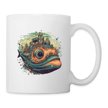 Baleine surréaliste avec la ville sur le dos - Mug blanc - blanc - Droite