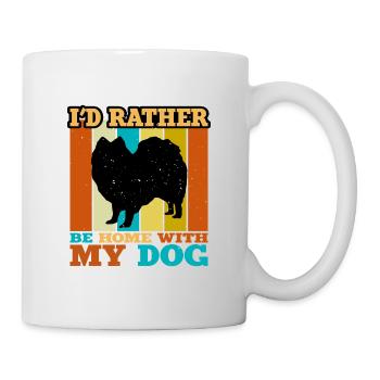 Indischer Spitz Hund Liebhaber Silhouette Vintage Sonnenuntergang - Tasse - Weiß - Rechts