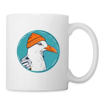 Bonnet à chapeau orange mouette de la mer du Nord - Mug blanc - blanc - Droite