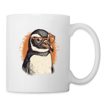 Nerdy penguin with orange glasses - Mug - white - Right