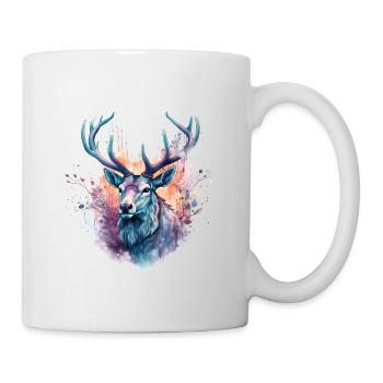 Aquarelle colorée de cerf - Mug blanc - blanc - Droite