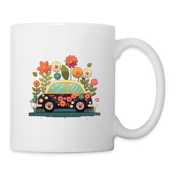 Süßes Blumen Auto 3 - Tasse - Weiß - Rechts