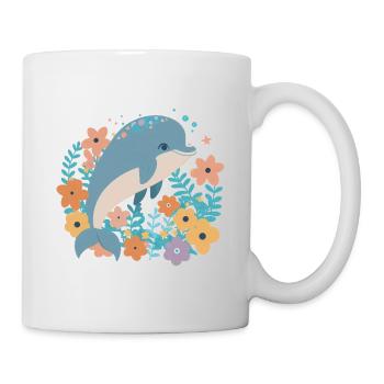 Charmanter Delfin im Blumenmeer 2 - Tasse - Weiß - Rechts