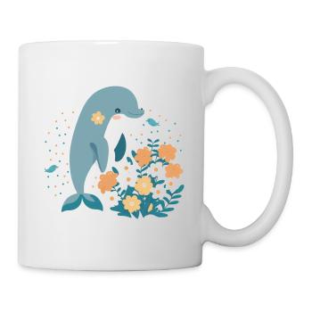 Charmanter Delfin im Blumenmeer 3 - Tasse - Weiß - Rechts