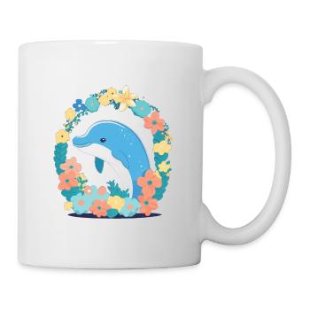 Charmanter Delfin im Blumenmeer 1 - Tasse - Weiß - Rechts